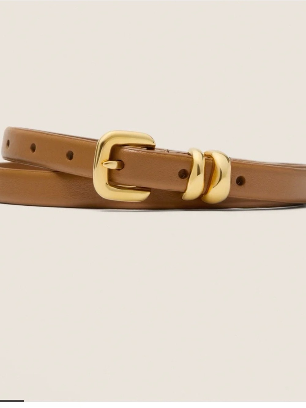 Altuzarra Slim Tan Leather Belt with Gold Buckle